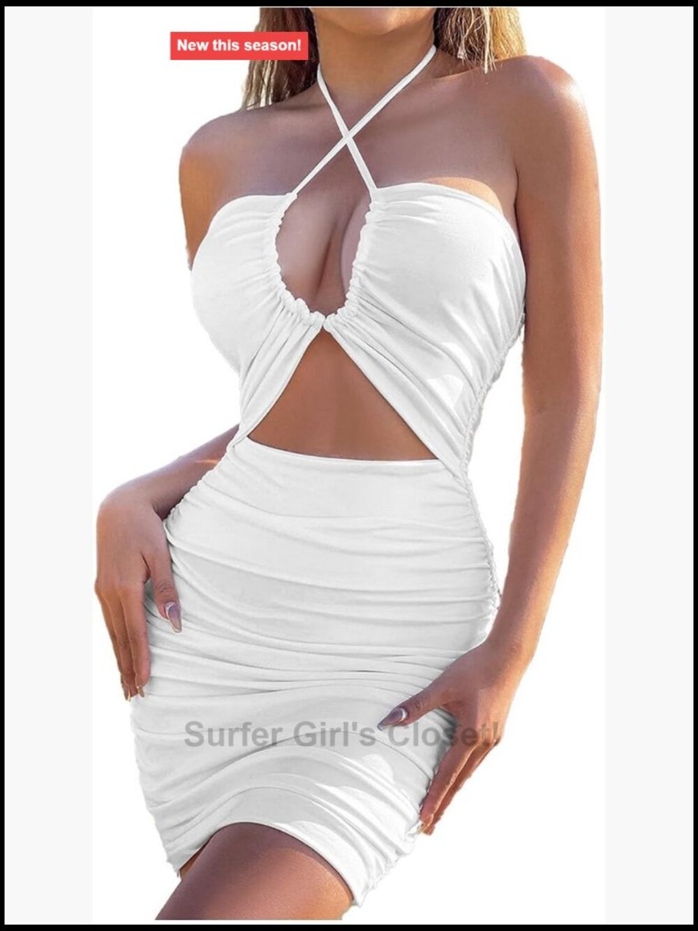 Sexy Cut Out Sleeveless Ruched Bodycon Mini Dress Party Club Dress